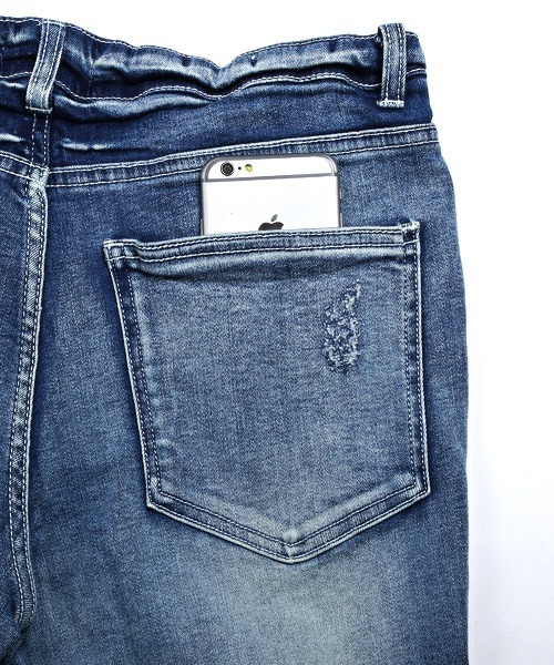 LUXSTYLE（ラグスタイル）の「ダメージクラッシュストレッチデニムスキニーアンクルパンツ（デニムパンツ・メンズ・ブルー/ブルー系その他/インディゴブルー/ブラック/グレー/ホワイト・L/M/S/XL）」の10枚目の写真