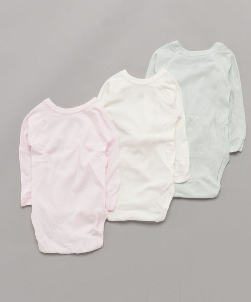 PETIT BATEAU(プチバトー)の「針抜き長袖あわせボディ3枚組(肌着・キッズ・ピンク系その他・6MONTH/12MONTH)」の2枚目の写真