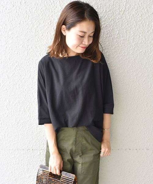 liflattie ships（リフラティ シップス）の「liflattie ships:ジョーゼットタックトップス（Tシャツ/カットソー・レディース・ブラック/オリーブ/キャメル・SMALL/MEDIUM）」の2枚目の写真