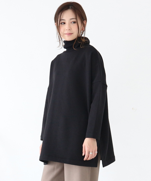 AMERICAN HOLIC（アメリカンホリック）の「・ハイネック裏毛裏起毛チュニック（Tシャツ/カットソー・レディース・チャコールグレー/ホワイト系その他/ブラック/モカ・M/L）」の3枚目の写真