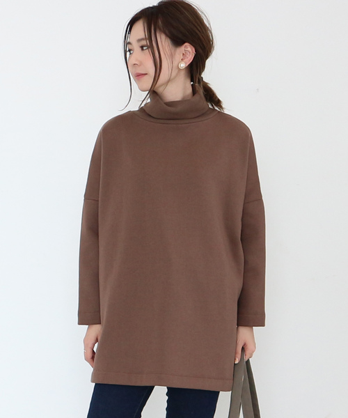 AMERICAN HOLIC（アメリカンホリック）の「・ハイネック裏毛裏起毛チュニック（Tシャツ/カットソー・レディース・チャコールグレー/ホワイト系その他/ブラック/モカ・M/L）」の4枚目の写真