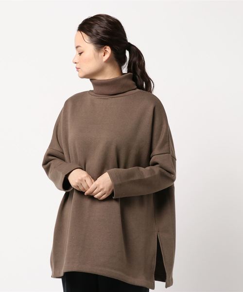 AMERICAN HOLIC（アメリカンホリック）の「・ハイネック裏毛裏起毛チュニック（Tシャツ/カットソー・レディース・チャコールグレー/ホワイト系その他/ブラック/モカ・M/L）」の16枚目の写真