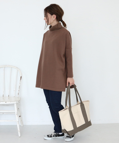 AMERICAN HOLIC（アメリカンホリック）の「・ハイネック裏毛裏起毛チュニック（Tシャツ/カットソー・レディース・チャコールグレー/ホワイト系その他/ブラック/モカ・M/L）」の20枚目の写真