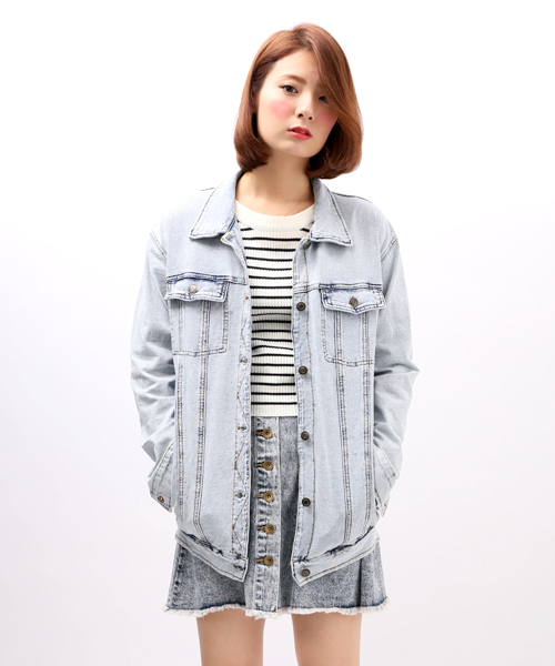 WEGO（ウィゴー）の「WEGO/BIG Gジャン（デニムジャケット・レディース・インディゴブルー/ライトインディゴブルー・FREE）」の2枚目の写真