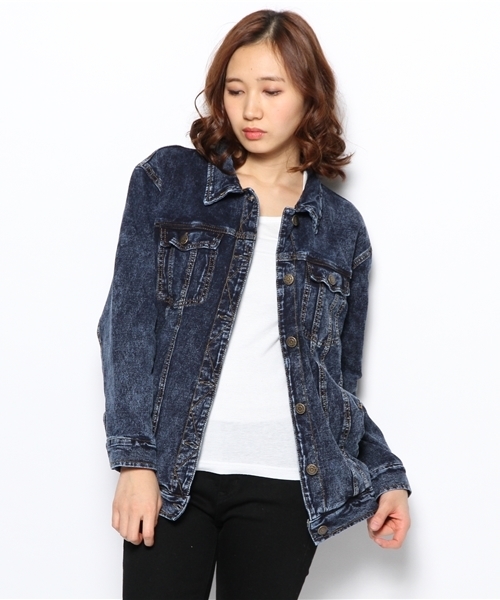 WEGO（ウィゴー）の「WEGO/BIG Gジャン（デニムジャケット・レディース・インディゴブルー/ライトインディゴブルー・FREE）」の4枚目の写真