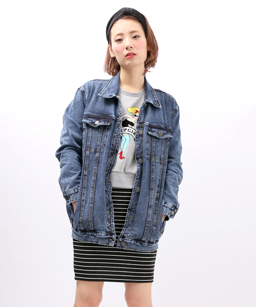 WEGO（ウィゴー）の「WEGO/BIG Gジャン（デニムジャケット・レディース・インディゴブルー/ライトインディゴブルー・FREE）」の20枚目の写真