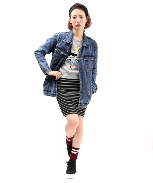 WEGO（ウィゴー）の「WEGO/BIG Gジャン（デニムジャケット・レディース・インディゴブルー/ライトインディゴブルー・FREE）」の21枚目の写真