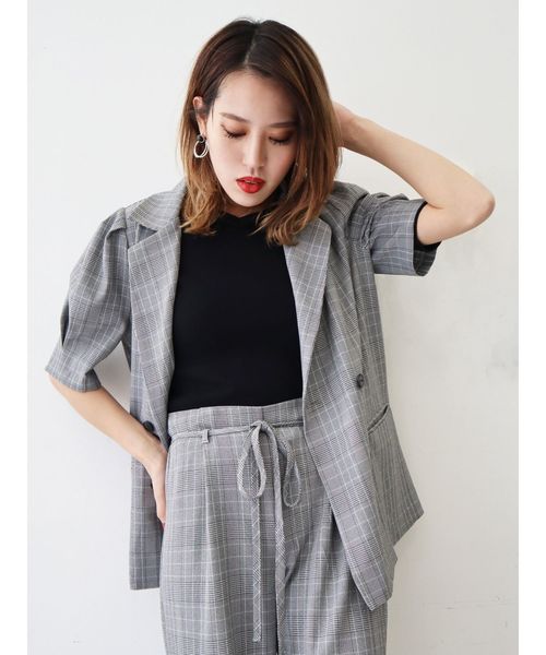 EMODA（エモダ）の「ハーフスリーブジャケット（テーラードジャケット・レディース・グレー/ブラック/その他/その他1・FREE）」の6枚目の写真