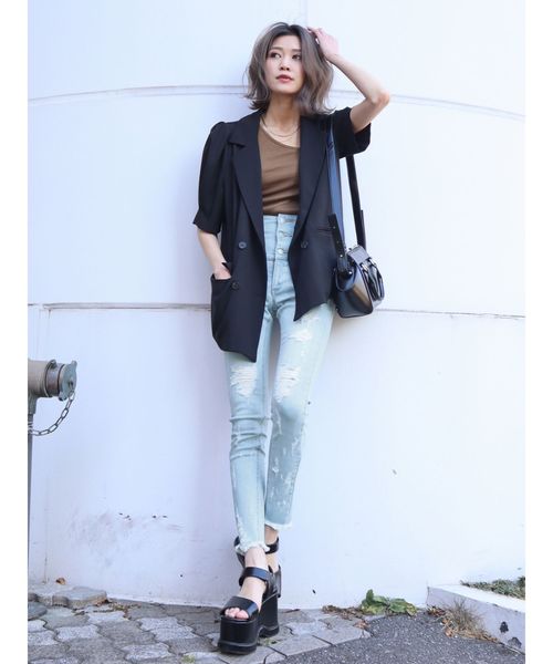 EMODA（エモダ）の「ハーフスリーブジャケット（テーラードジャケット・レディース・グレー/ブラック/その他/その他1・FREE）」の11枚目の写真