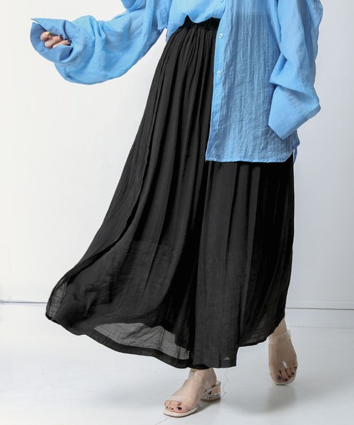 n'OrLABEL（ノアールレーベル）の「『ゆるひらスラブパンツ』（その他パンツ・レディース・ブラック/ダークブルー/テラコッタ/スモークピンク/モカ/ターメリック/ネイビー/グレー/グリーン/パープル/ミント/オレンジ・FREE）」の2枚目の写真