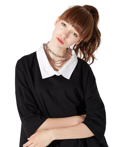 an meets zakka(アンミツザッカ)の「an meets zakka 3連ドレープチェーンチョーカー(チョーカー・メンズ・ブラック×シルバー・ONE SIZE)」の7枚目の写真