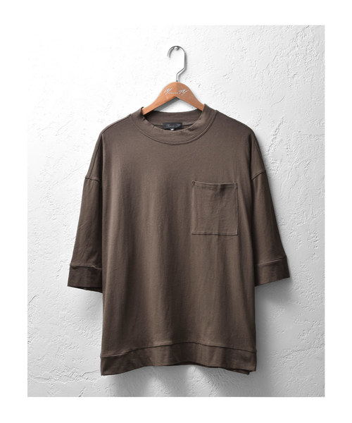 MinoriTY（マイノリティ）の「ポケット付きビッグTシャツ　ビッグシルエット（Tシャツ/カットソー・メンズ・ブラック/ネイビー/モカ/ブラウン/ブルー/ベージュ・L/M）」の11枚目の写真