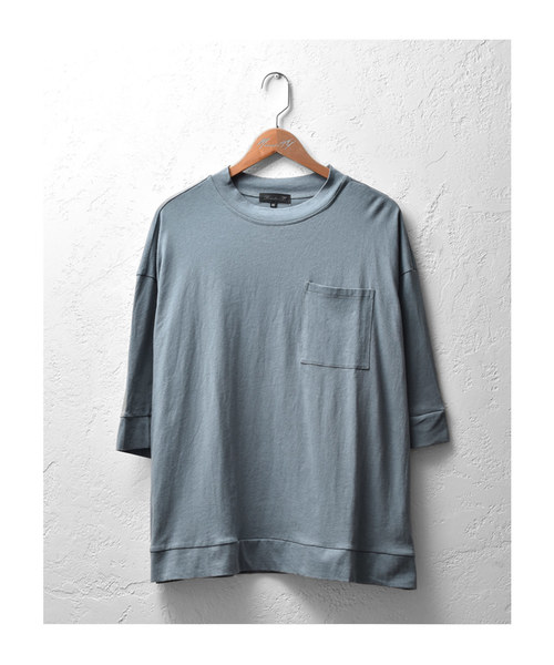 MinoriTY（マイノリティ）の「ポケット付きビッグTシャツ　ビッグシルエット（Tシャツ/カットソー・メンズ・ブラック/ネイビー/モカ/ブラウン/ブルー/ベージュ・L/M）」の16枚目の写真