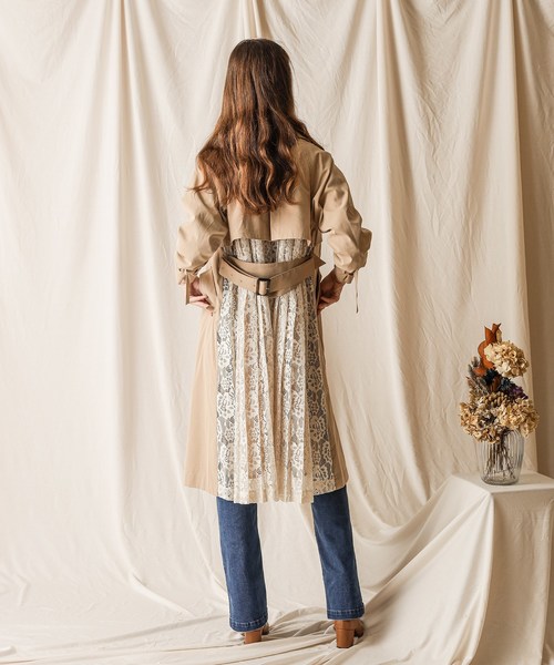 フランス製 CRISTINA バックプリーツの優雅なコート エレガント 最高級 natural couture（ナチュラルクチュール）の「バックプリーツトレンチ