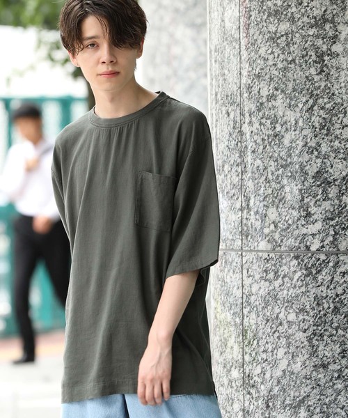 JUNRED（ジュンレッド）の「【リラックスシルエット】麻ビンテージ布帛Tシャツ（Tシャツ/カットソー・メンズ・ホワイト系その他6/グリーン系その他/ネイビー/パープル・M/S/L/LL）」の2枚目の写真