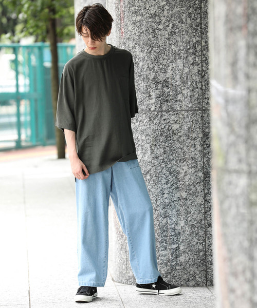 JUNRED（ジュンレッド）の「【リラックスシルエット】麻ビンテージ布帛Tシャツ（Tシャツ/カットソー・メンズ・ホワイト系その他6/グリーン系その他/ネイビー/パープル・M/S/L/LL）」の7枚目の写真