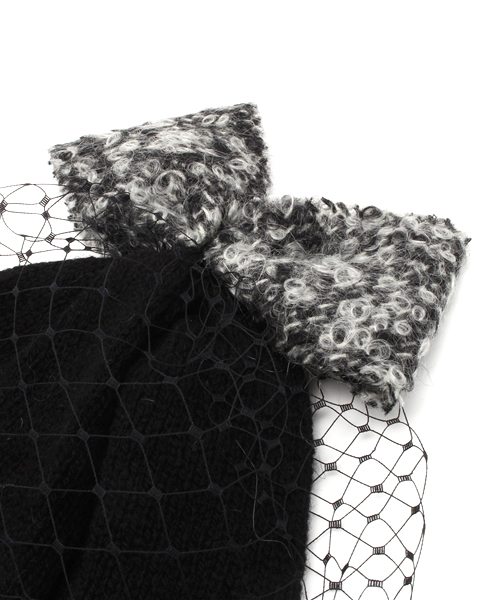 Ray BEAMS（レイビームス）の「BERNSTOCK SPEIRS for BEAMS / 別注 モヘヤリボン ベール ニットキャップ（ニットキャップ/ビーニー・レディース・ブラック・ONE SIZE）」の4枚目の写真