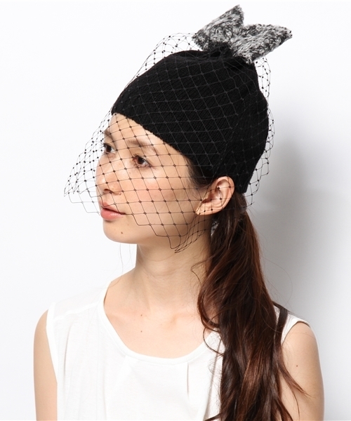 Ray BEAMS（レイビームス）の「BERNSTOCK SPEIRS for BEAMS / 別注 モヘヤリボン ベール ニットキャップ（ニットキャップ/ビーニー・レディース・ブラック・ONE SIZE）」の9枚目の写真