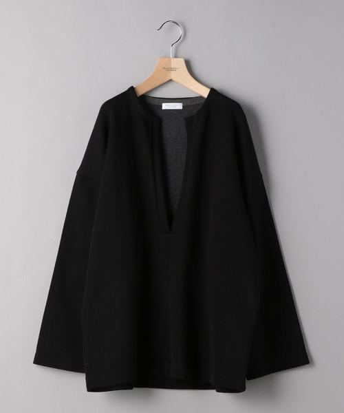 BEAUTY&YOUTH UNITED ARROWS（ビューティーアンドユースユナイテッドアローズ）の「BY ラッチパイルディープVネックチュニックカットソーо（Tシャツ/カットソー・レディース・ブラック/オフホワイト・FREE）」の5枚目の写真