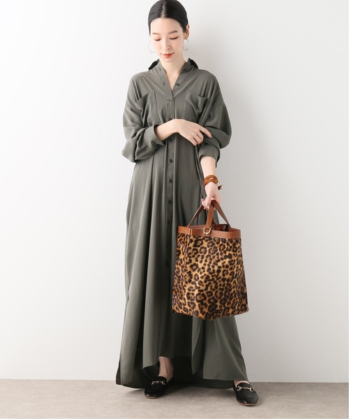 journal standard L'essage(ジャーナルスタンダードレサージュ)の「ツイルマキシマキシワンピース(ワンピース・レディース・チャコールグレー/オートミール/ブラウン・FREE)」の2枚目の写真