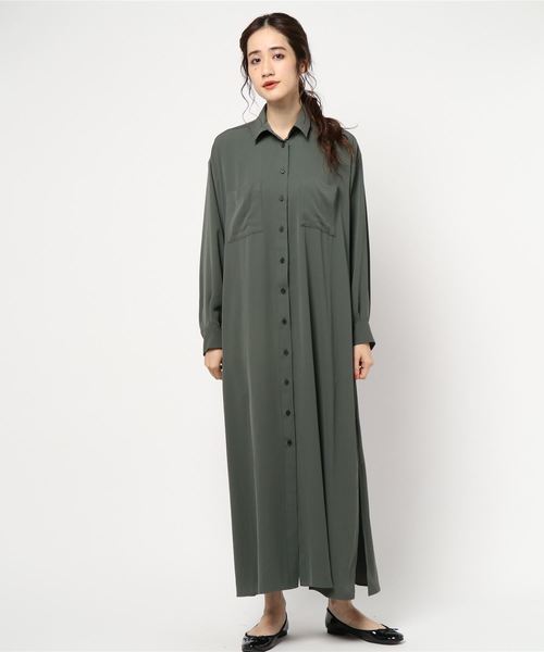 journal standard L'essage(ジャーナルスタンダードレサージュ)の「ツイルマキシマキシワンピース(ワンピース・レディース・チャコールグレー/オートミール/ブラウン・FREE)」の6枚目の写真