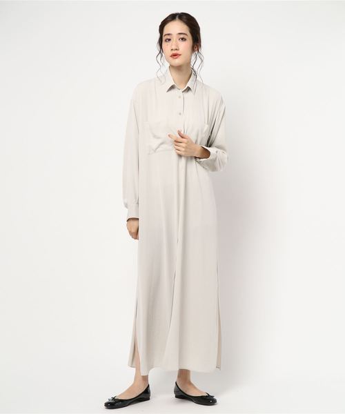 journal standard L'essage(ジャーナルスタンダードレサージュ)の「ツイルマキシマキシワンピース(ワンピース・レディース・チャコールグレー/オートミール/ブラウン・FREE)」の8枚目の写真