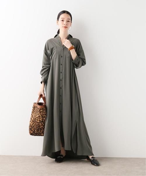 journal standard L'essage(ジャーナルスタンダードレサージュ)の「ツイルマキシマキシワンピース(ワンピース・レディース・チャコールグレー/オートミール/ブラウン・FREE)」の9枚目の写真