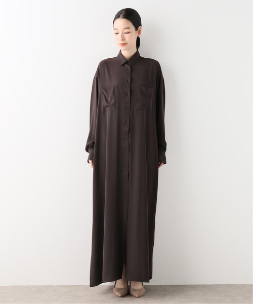 journal standard L'essage(ジャーナルスタンダードレサージュ)の「ツイルマキシマキシワンピース(ワンピース・レディース・チャコールグレー/オートミール/ブラウン・FREE)」の15枚目の写真