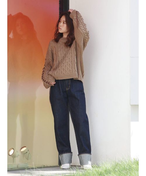 Ungrid（アングリッド）の「スリーブレースアップケーブルニット（ニット/セーター・レディース・カーキ/アイボリー/モカ・FREE）」の8枚目の写真
