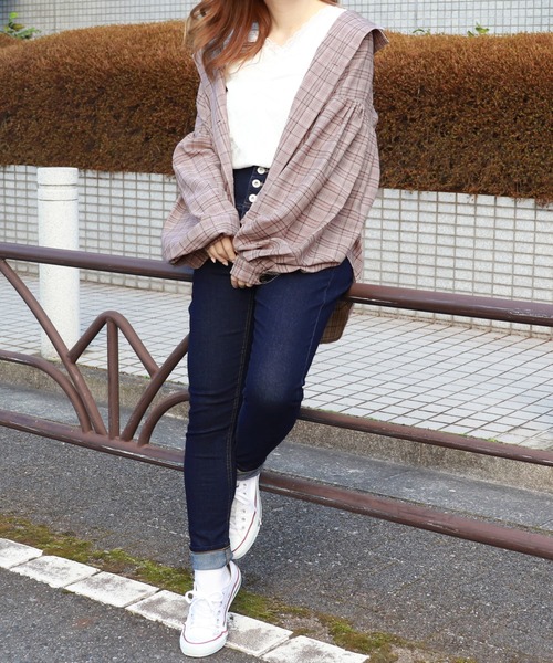 PairPair（ペアペア）の「無地＆チェック袖ボリューム開襟ブラウス（シャツ/ブラウス・レディース・ベージュ/ライトグリーン/アイボリー/ブルーグレー/モカ/ブラウン系その他・FREE）」の22枚目の写真