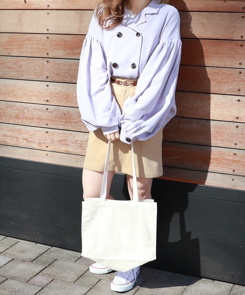 PairPair（ペアペア）の「無地＆チェック袖ボリューム開襟ブラウス（シャツ/ブラウス・レディース・ベージュ/ライトグリーン/アイボリー/ブルーグレー/モカ/ブラウン系その他・FREE）」の14枚目の写真