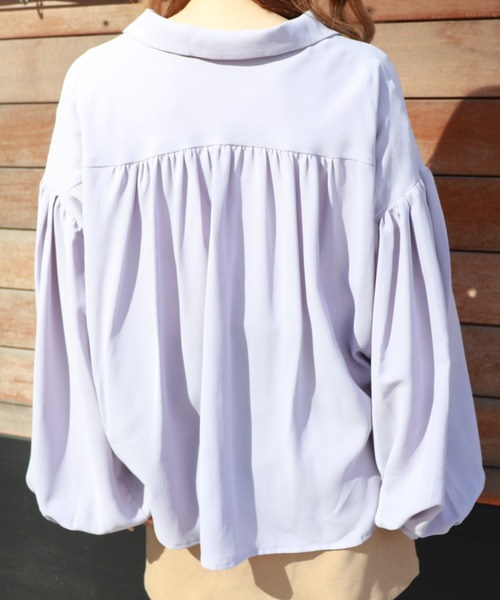 PairPair（ペアペア）の「無地＆チェック袖ボリューム開襟ブラウス（シャツ/ブラウス・レディース・ベージュ/ライトグリーン/アイボリー/ブルーグレー/モカ/ブラウン系その他・FREE）」の17枚目の写真