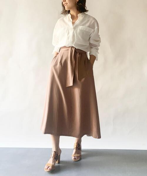 EMMEL REFINES（エメルリファインズ）の「FC ツイル フレアスカート（スカート・レディース・ブラウン/ライトグレー/イエロー・S/M）」の2枚目の写真