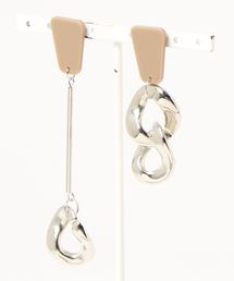 【Caramel late】ベージュ×シルバーのピアス