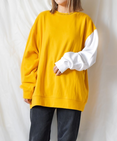 TRAP/U (トラップユー)の「【TRAP/U】袖配色プリント裏毛プルオーバー(Tシャツ/カットソー・レディース・ブラック/ベージュ/カーキ/イエロー・MEDIUM/LARGE)」の15枚目の写真