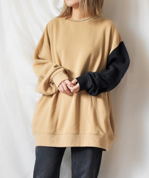 TRAP/U (トラップユー)の「【TRAP/U】袖配色プリント裏毛プルオーバー(Tシャツ/カットソー・レディース・ブラック/ベージュ/カーキ/イエロー・MEDIUM/LARGE)」の21枚目の写真
