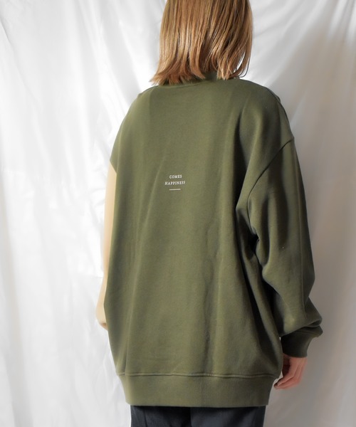 TRAP/U (トラップユー)の「【TRAP/U】袖配色プリント裏毛プルオーバー(Tシャツ/カットソー・レディース・ブラック/ベージュ/カーキ/イエロー・MEDIUM/LARGE)」の7枚目の写真