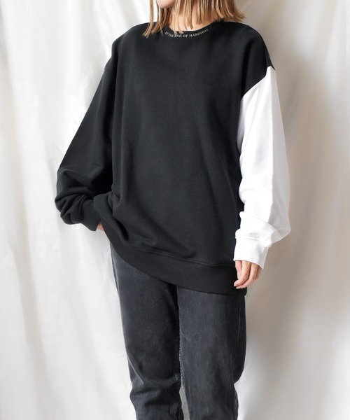 TRAP/U (トラップユー)の「【TRAP/U】袖配色プリント裏毛プルオーバー(Tシャツ/カットソー・レディース・ブラック/ベージュ/カーキ/イエロー・MEDIUM/LARGE)」の18枚目の写真