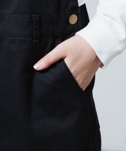 WEGO(ウィゴー)の「WEGO/チノロングジャンスカ(ジャンパースカート・レディース・ブラック/ベージュ・FREE)」の4枚目の写真