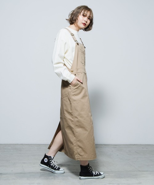 WEGO(ウィゴー)の「WEGO/チノロングジャンスカ(ジャンパースカート・レディース・ブラック/ベージュ・FREE)」の8枚目の写真