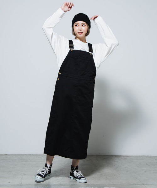 WEGO(ウィゴー)の「WEGO/チノロングジャンスカ(ジャンパースカート・レディース・ブラック/ベージュ・FREE)」の12枚目の写真