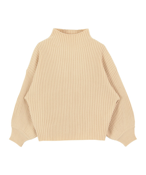 titivate（ティティベイト）の「ﾎﾞﾄﾙﾈｯｸﾘﾌﾞﾆｯﾄﾌﾟﾙｵｰﾊﾞｰ（ニット/セーター・レディース・ブラック/パープル/ネイビー/ブラウン/レッド/オフホワイト/カーキ/イエロー/ブルー/グリーン/ミント/マスタード/杢グレー/パープル系その他/ピンクベージュ/チャコール/オレンジ/モカ/ブルー系その他/ライトブラウン/ベージュ・S/M/L）」の9枚目の写真