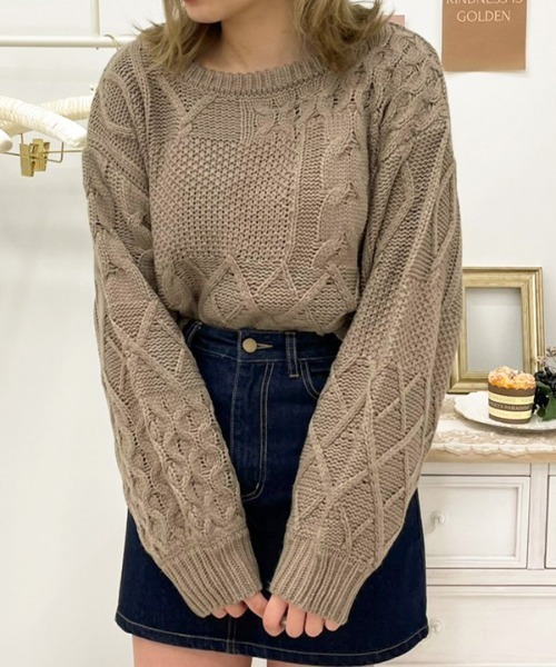 apres jour（アプレジュール）の「パッチワーク柄ニット【ZOZOTOWN限定アイテム】 【12AP】（ニット/セーター・レディース・アイボリー/ミント/モカ/ラベンダー・X-LARGE/フリー）」の16枚目の写真