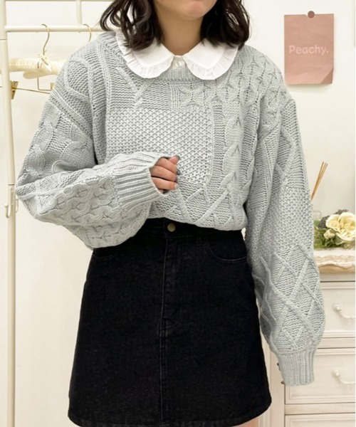 apres jour（アプレジュール）の「パッチワーク柄ニット【ZOZOTOWN限定アイテム】 【12AP】（ニット/セーター・レディース・アイボリー/ミント/モカ/ラベンダー・X-LARGE/フリー）」の20枚目の写真