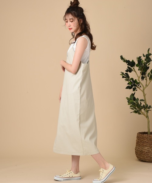 INTERPLANET（インタープラネット）の「フェイクレザークロスキャミワンピース（ワンピース・レディース・チャコールグレー/グレイッシュベージュ/オリーブ・FREE）」の7枚目の写真