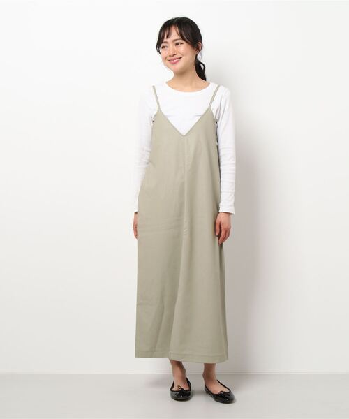 INTERPLANET（インタープラネット）の「フェイクレザークロスキャミワンピース（ワンピース・レディース・チャコールグレー/グレイッシュベージュ/オリーブ・FREE）」の14枚目の写真