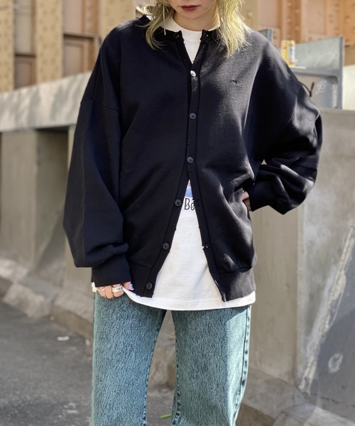 PBLIM(ページボーイリム)の「【PAGEBOYLIM】】クルーダメージカーデ(カーディガン/ボレロ・レディース・チャコールグレー/ブラック/ベージュ・MEDIUM/LARGE)」の2枚目の写真