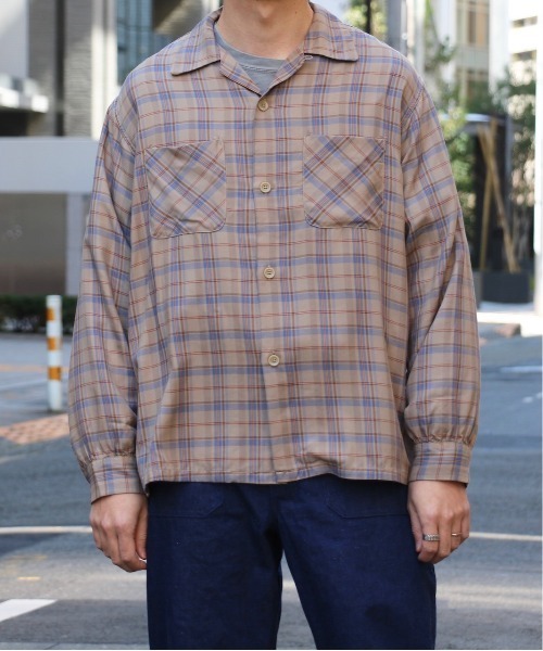 TOWNCRAFT(タウンクラフト)の「TOWN CRAFT / タウンクラフト CLASSIC CHECK OPEN SHIRTS(シャツ/ブラウス)」|ベージュ