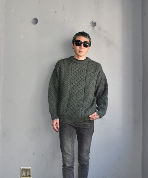 VINTAGE（ヴィンテージ）の「【ヴィンテージ古着】Quill's アランニット セーター（ニット/セーター・メンズ・グリーン・MEDIUM）」の6枚目の写真