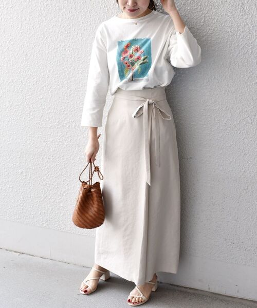 SHIPS（シップス）の「スラブツイルラップスカート◆（スカート・レディース・ベージュ/オレンジ・38/36）」の7枚目の写真